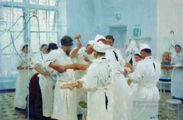 イリヤ・レーピン Painting - 手術室の外科医とパブロフ 1888年 イリヤ・レーピン